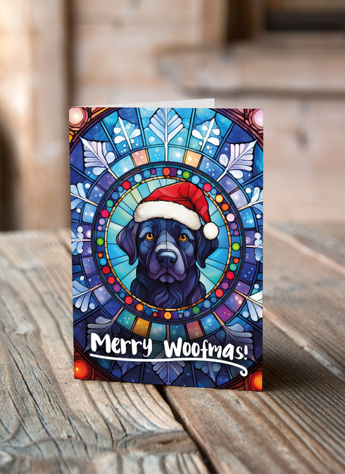 Labrador Black in a Santa Hat Christmas Card